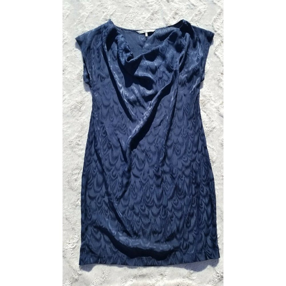 Trina Turk 100% Silk Short Sleeve Feathered Print Shift Dress Size 6